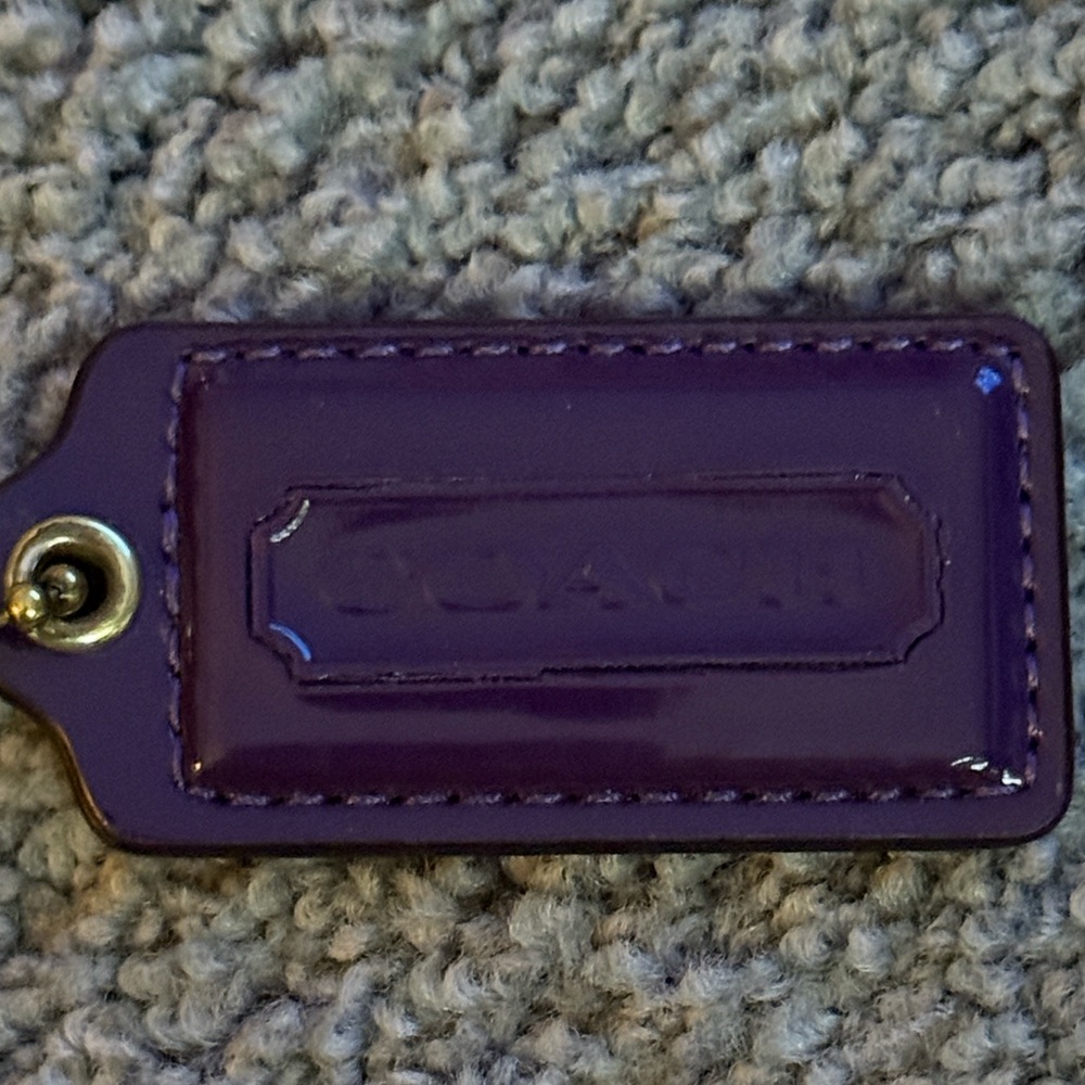 Coach Deep Purple Patent Leather Bag Tag, Bag Charm, Keychain! New! 2.5”x1.25”. - Picture 4 of 6